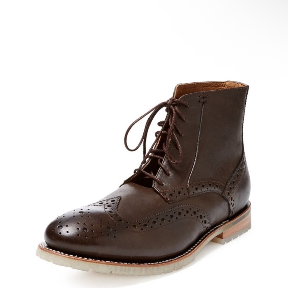 JD Fisk Classic Olive Leather Mens Boots